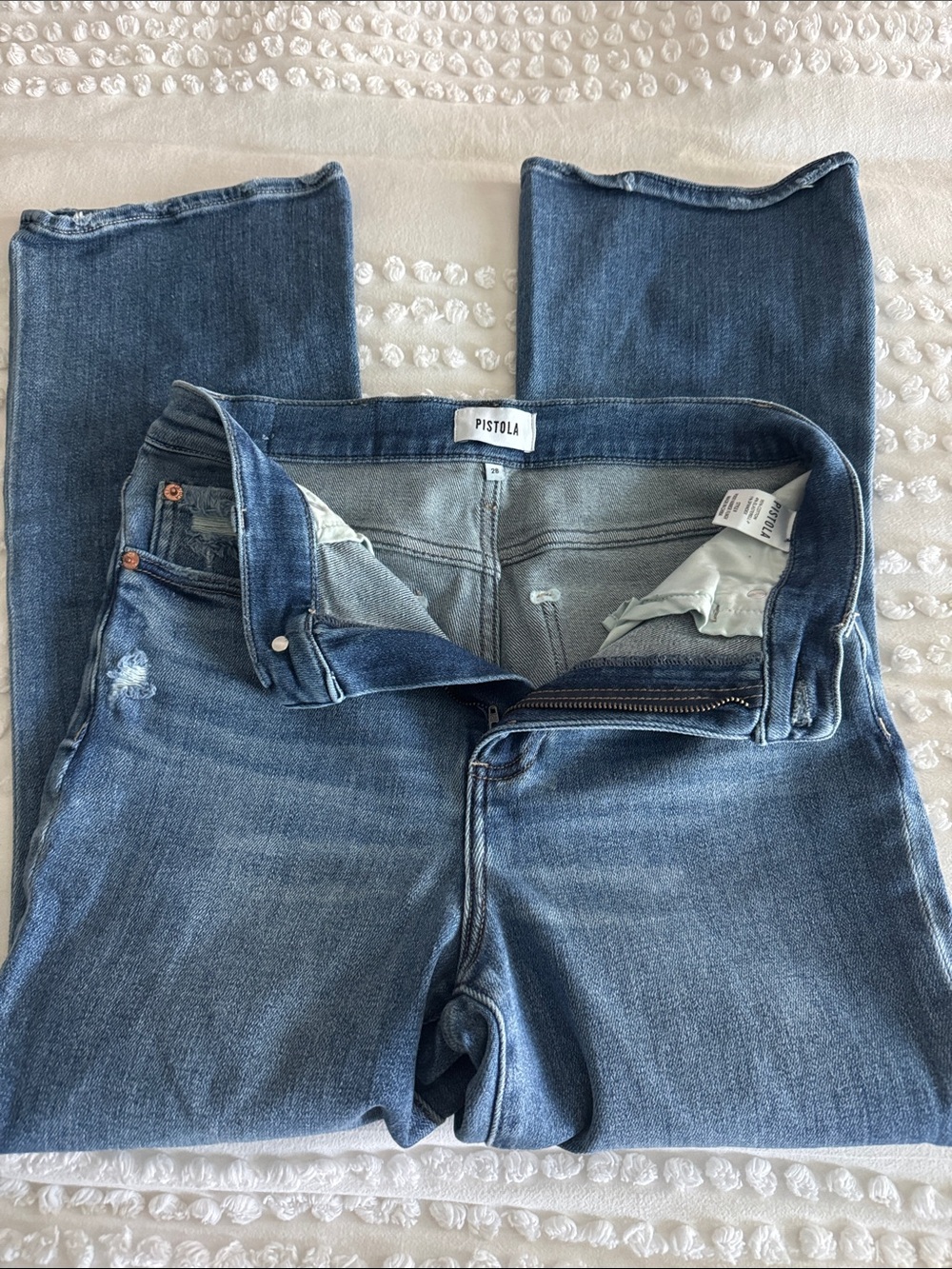 pistola Mid-Rise Straight Leg Denim Jeans in Medium Blue